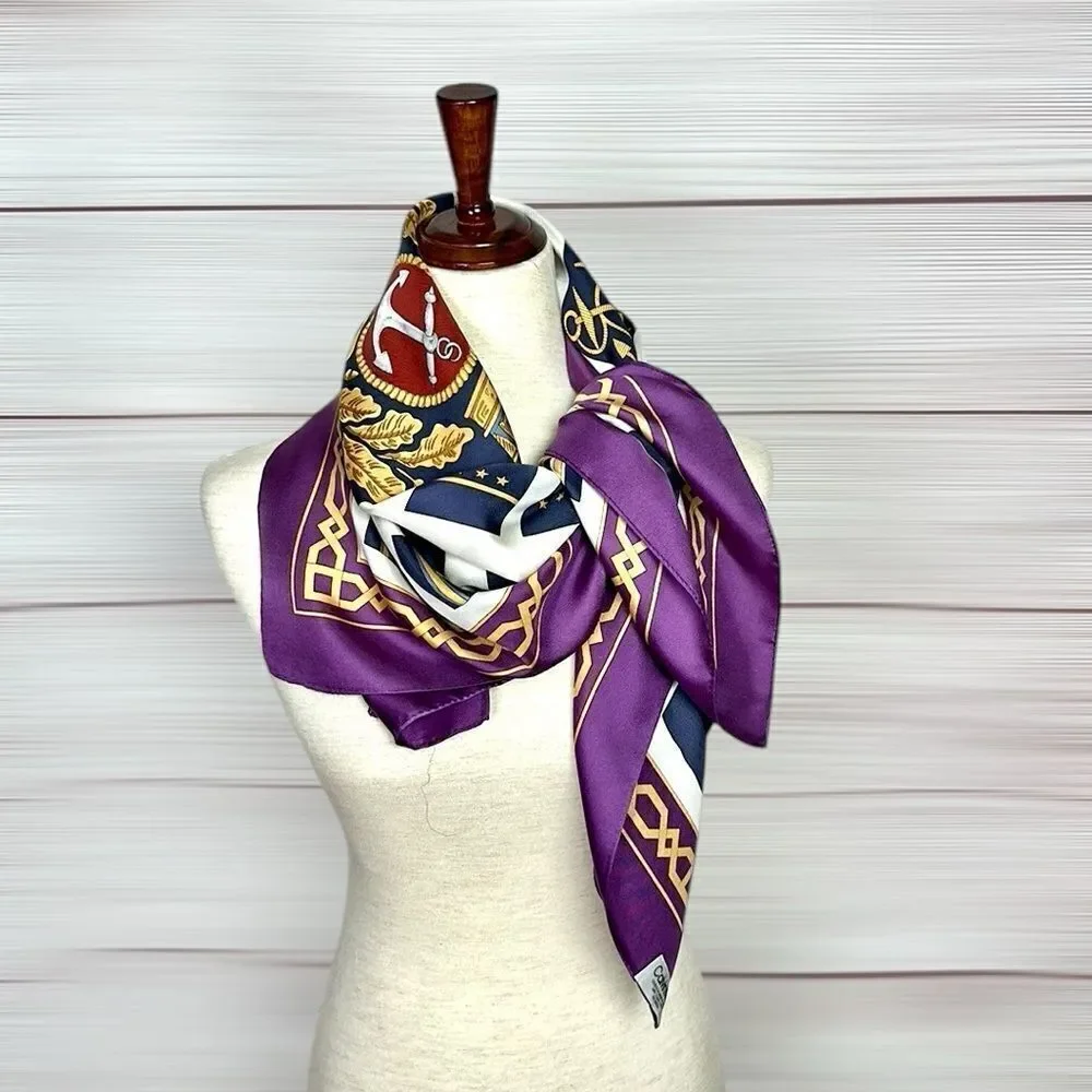 Calvin Klein Nautical Silk Scarf Vintage made in Japan 34x34 inches